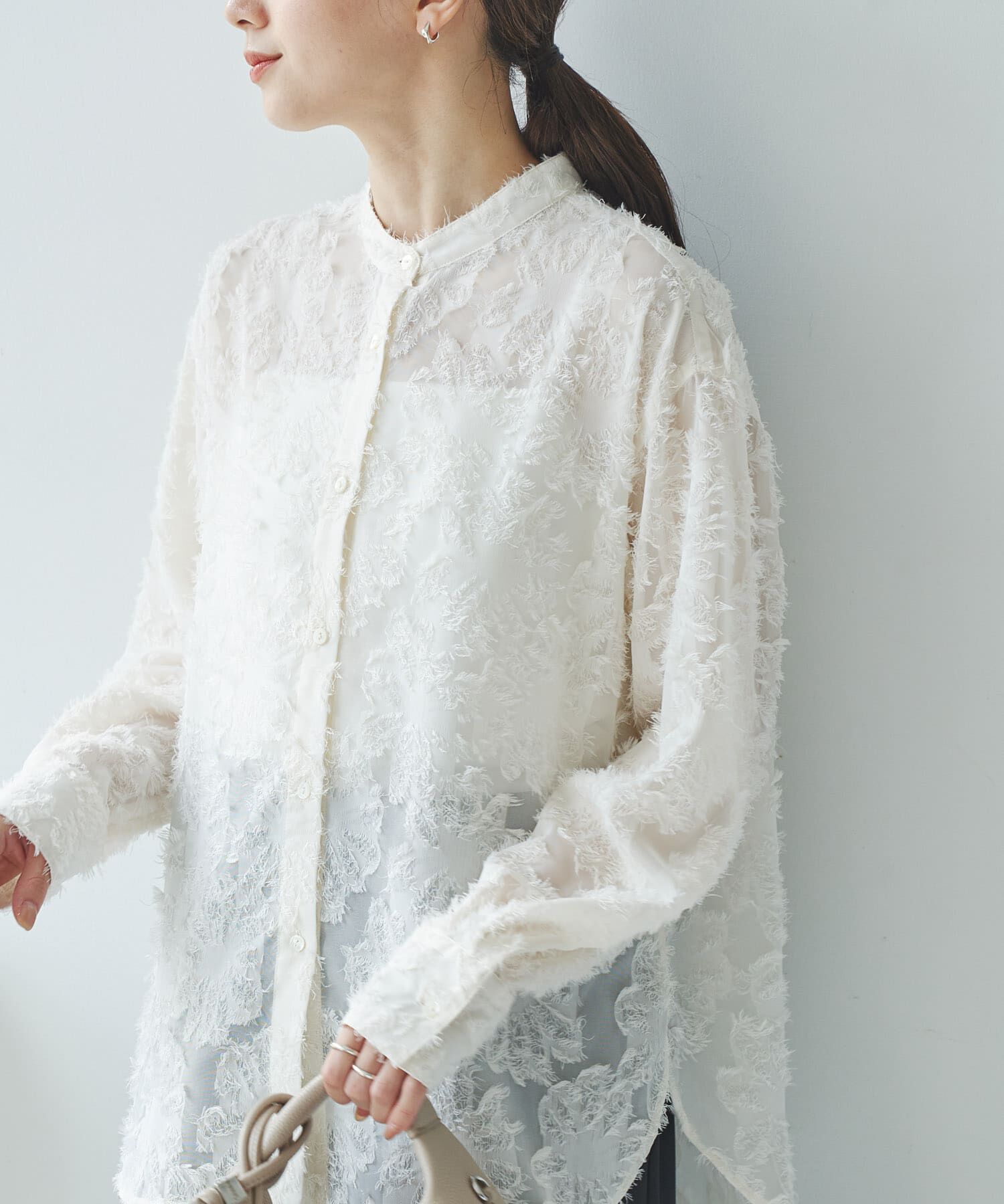 URBAN RESEARCH「カットジャガードバンドカラーシャツ」|シャツ・ブラウス|