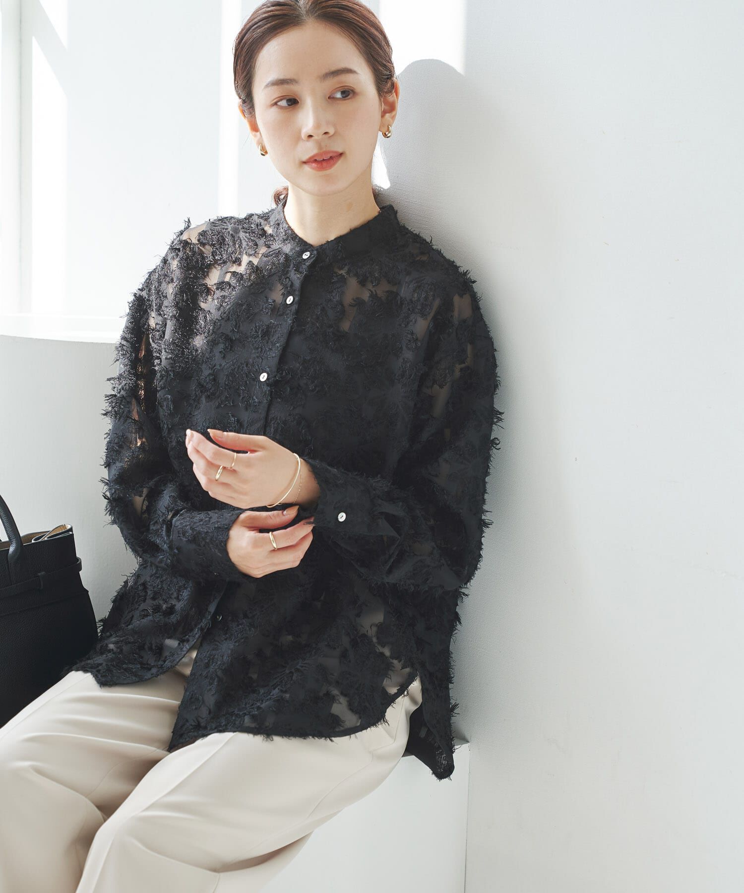 URBAN RESEARCH「カットジャガードバンドカラーシャツ」|シャツ・ブラウス|