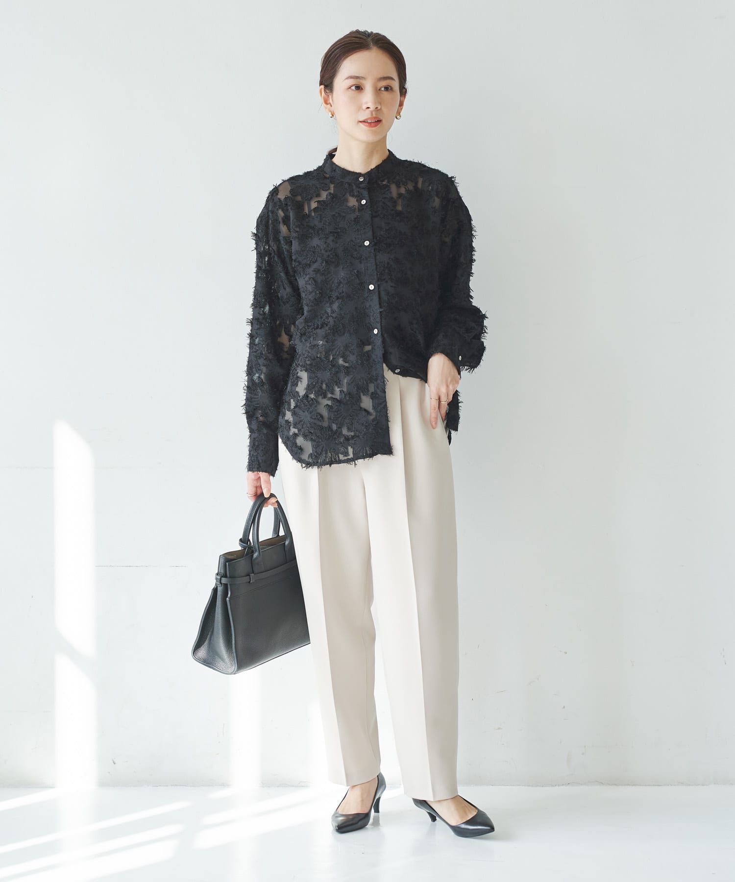 URBAN RESEARCH「カットジャガードバンドカラーシャツ」|シャツ・ブラウス|