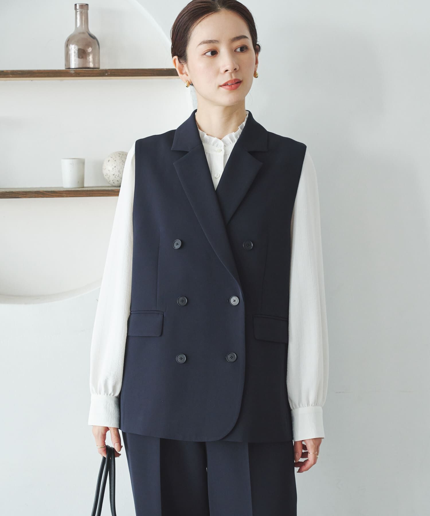 URBAN RESEARCH「『セットアップ対応』テーラードジレ」|ノーカラーコート|ネイビー