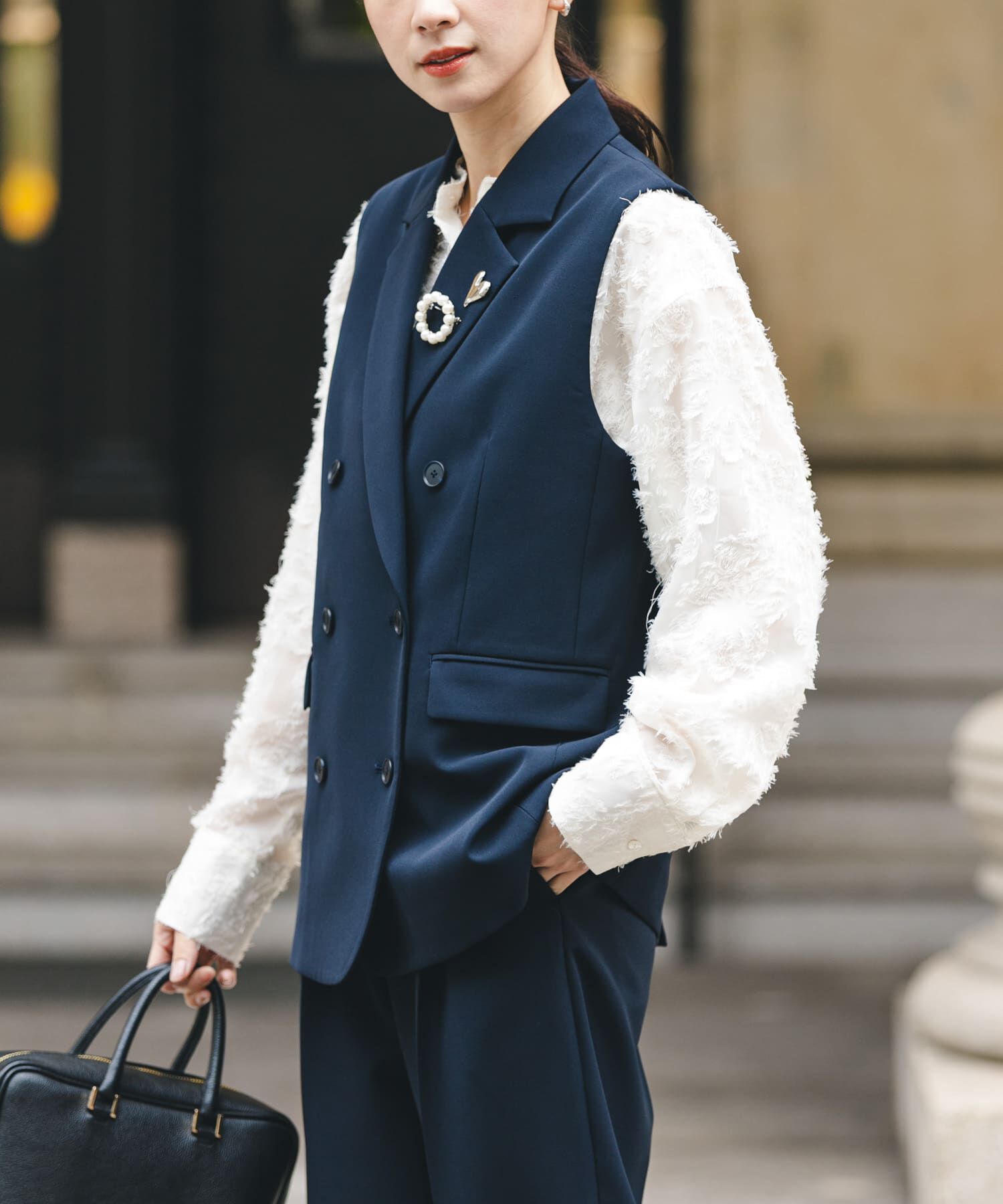 URBAN RESEARCH「『セットアップ対応』テーラードジレ」|ノーカラーコート|