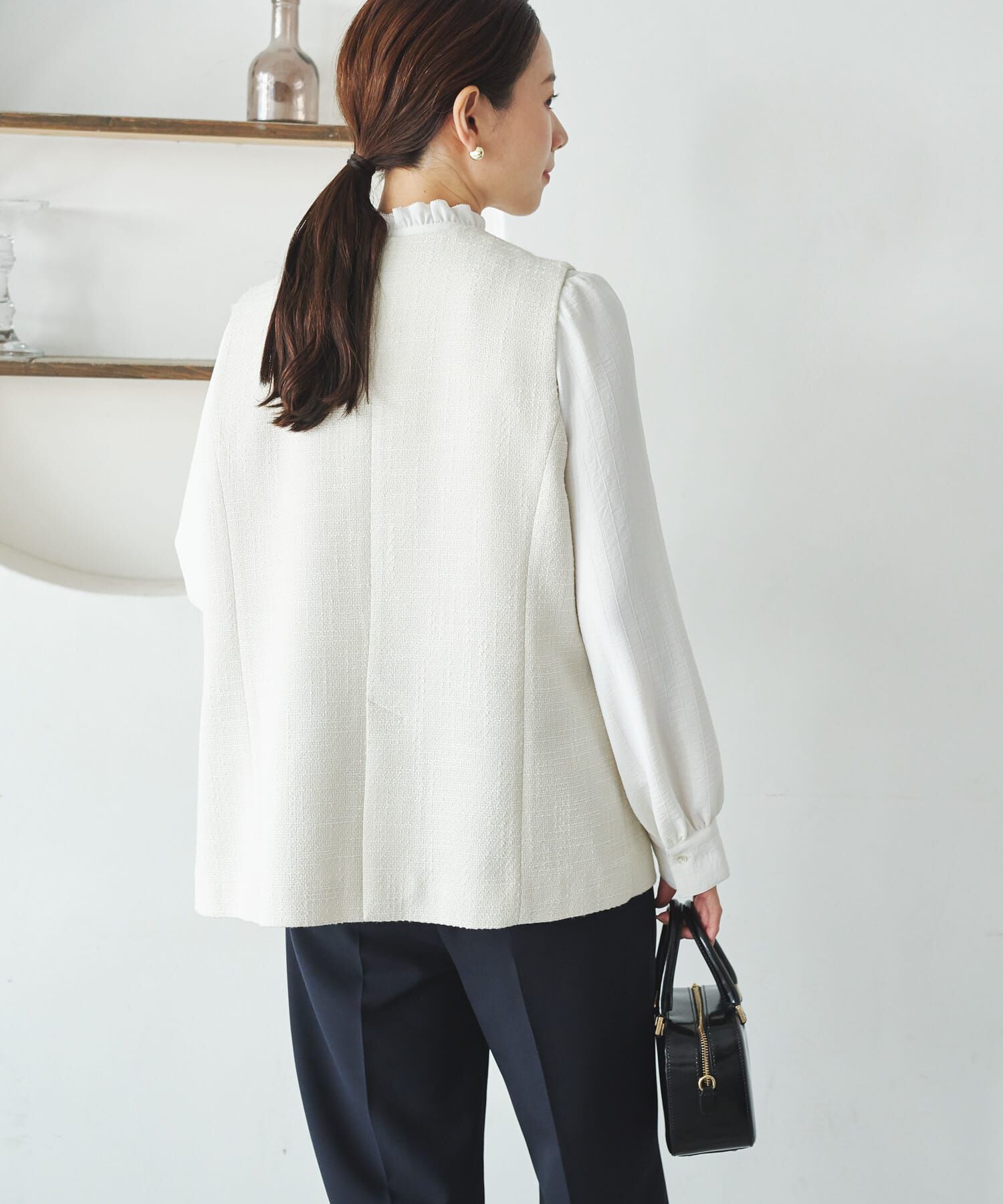 URBAN RESEARCH「ノーカラーツイードジレ」|ノーカラーコート|