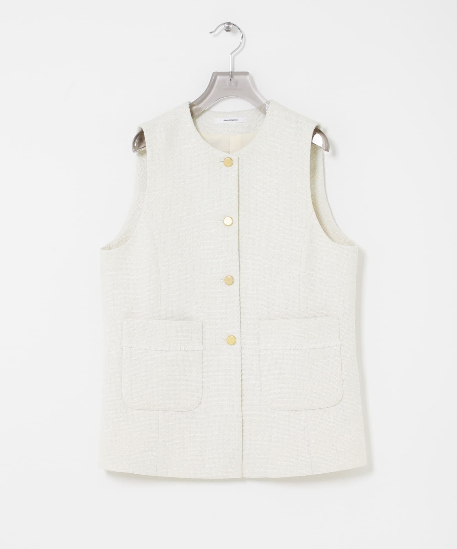 URBAN RESEARCH「ノーカラーツイードジレ」|ノーカラーコート|