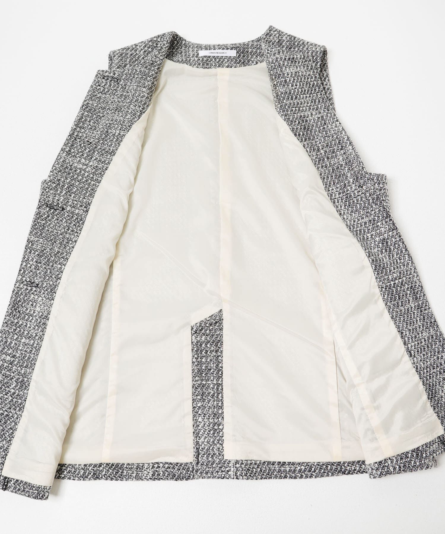 URBAN RESEARCH「ノーカラーツイードジレ」|ノーカラーコート|