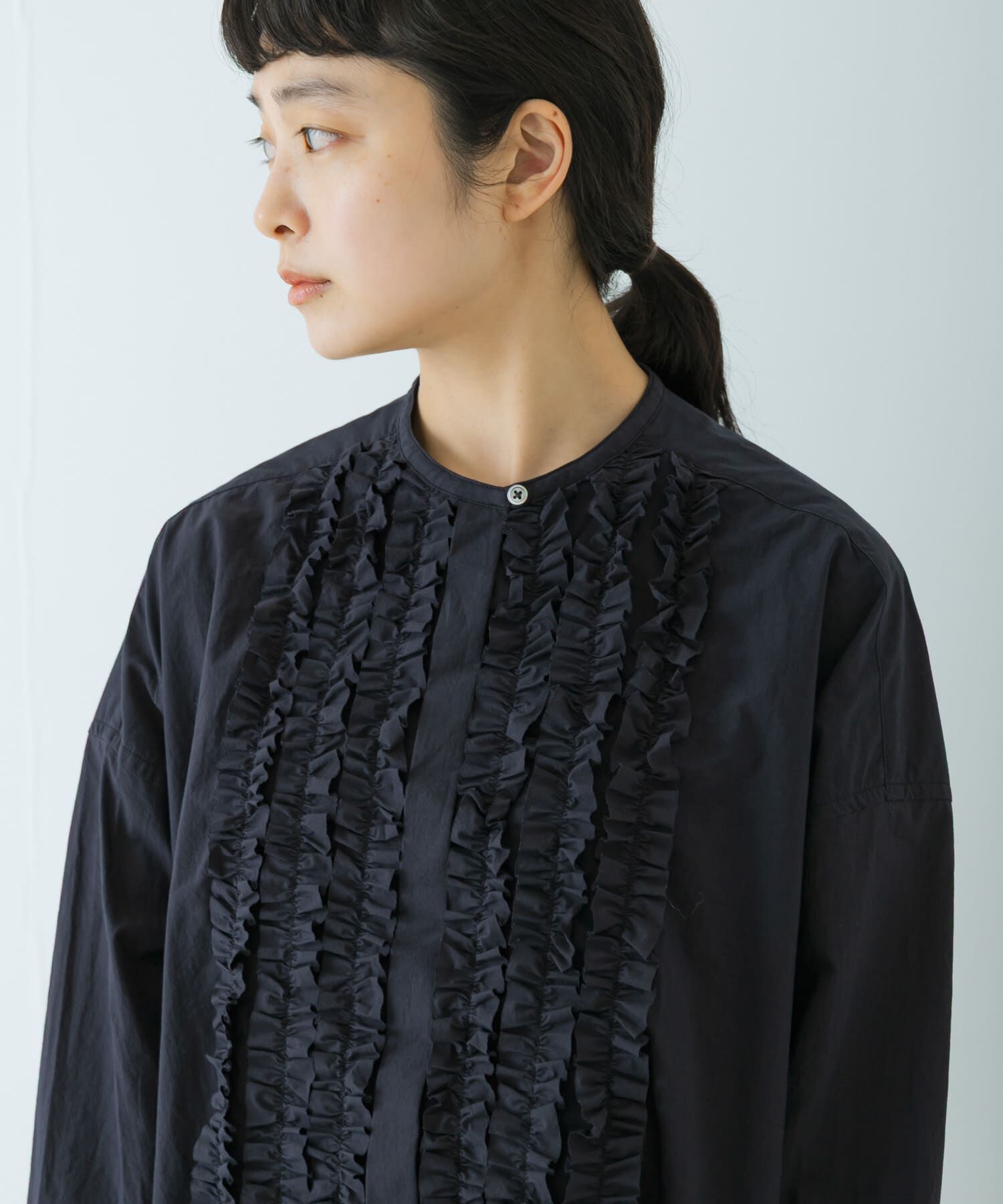 かぐれ「コットンフリルワイドシャツ」|シャツ・ブラウス|