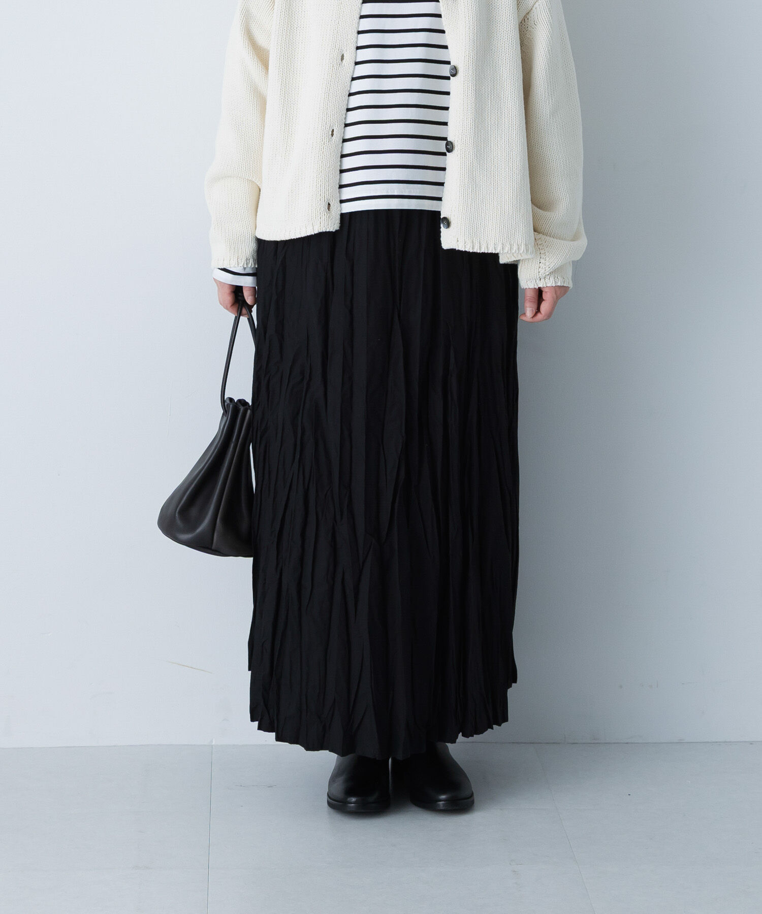 かぐれ「コットンクリンクルスカート」|スカート|ブラック