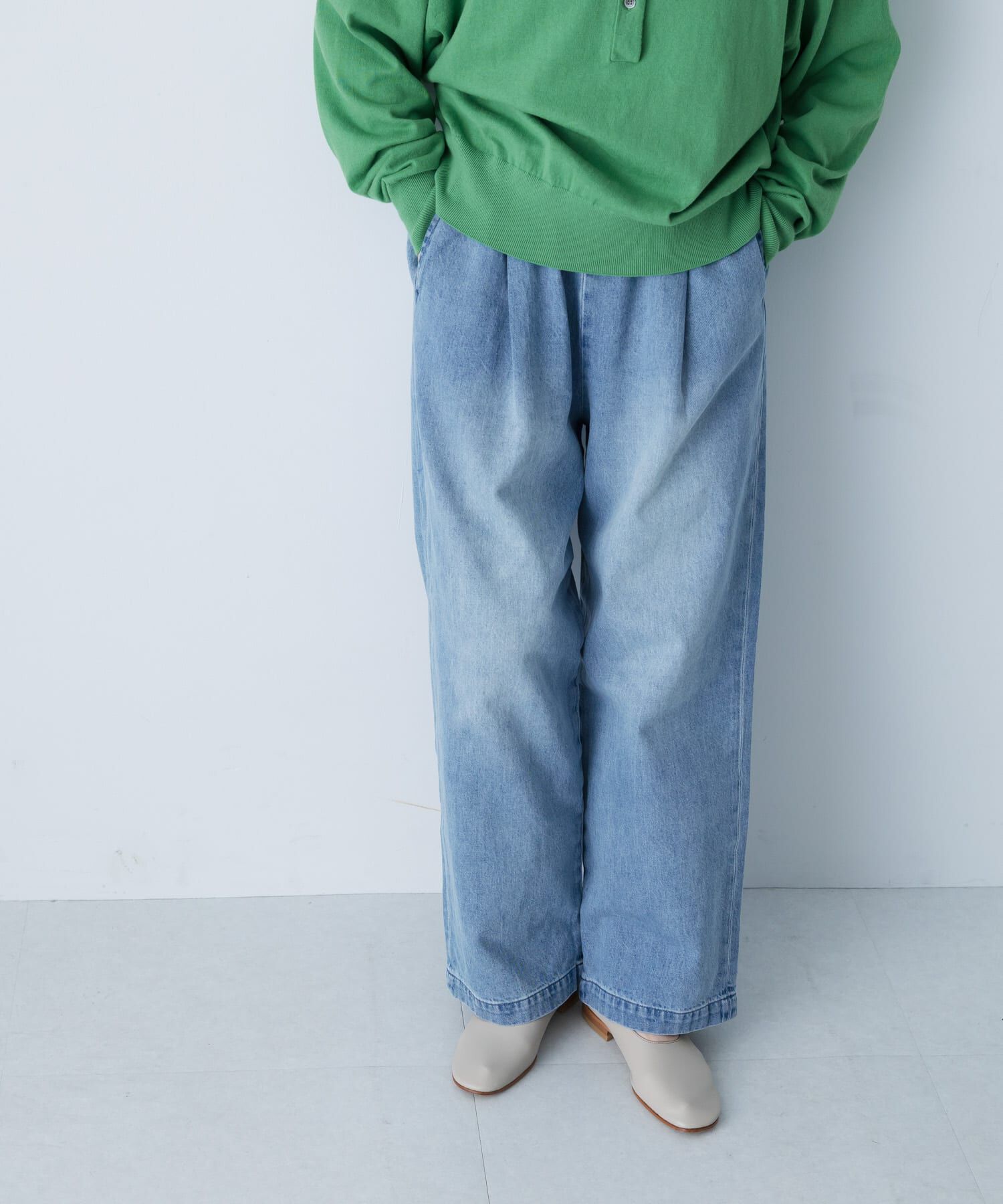 かぐれ「フェードデニムイージーパンツ」|デニム|