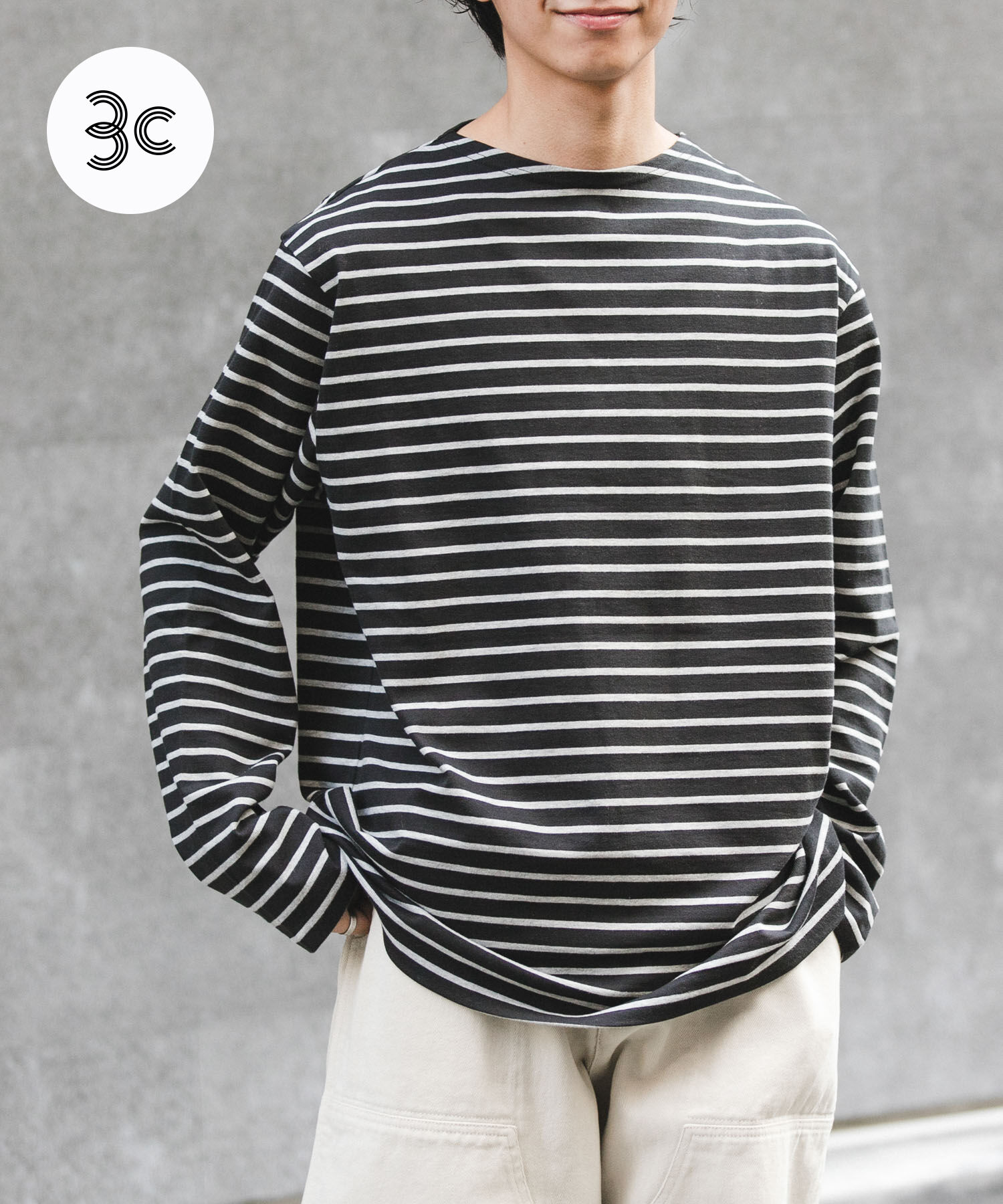 URBAN RESEARCH DOORS「FORK&SPOON　ボートネックボーダー」|Tシャツ・カットソー|グレー系その他