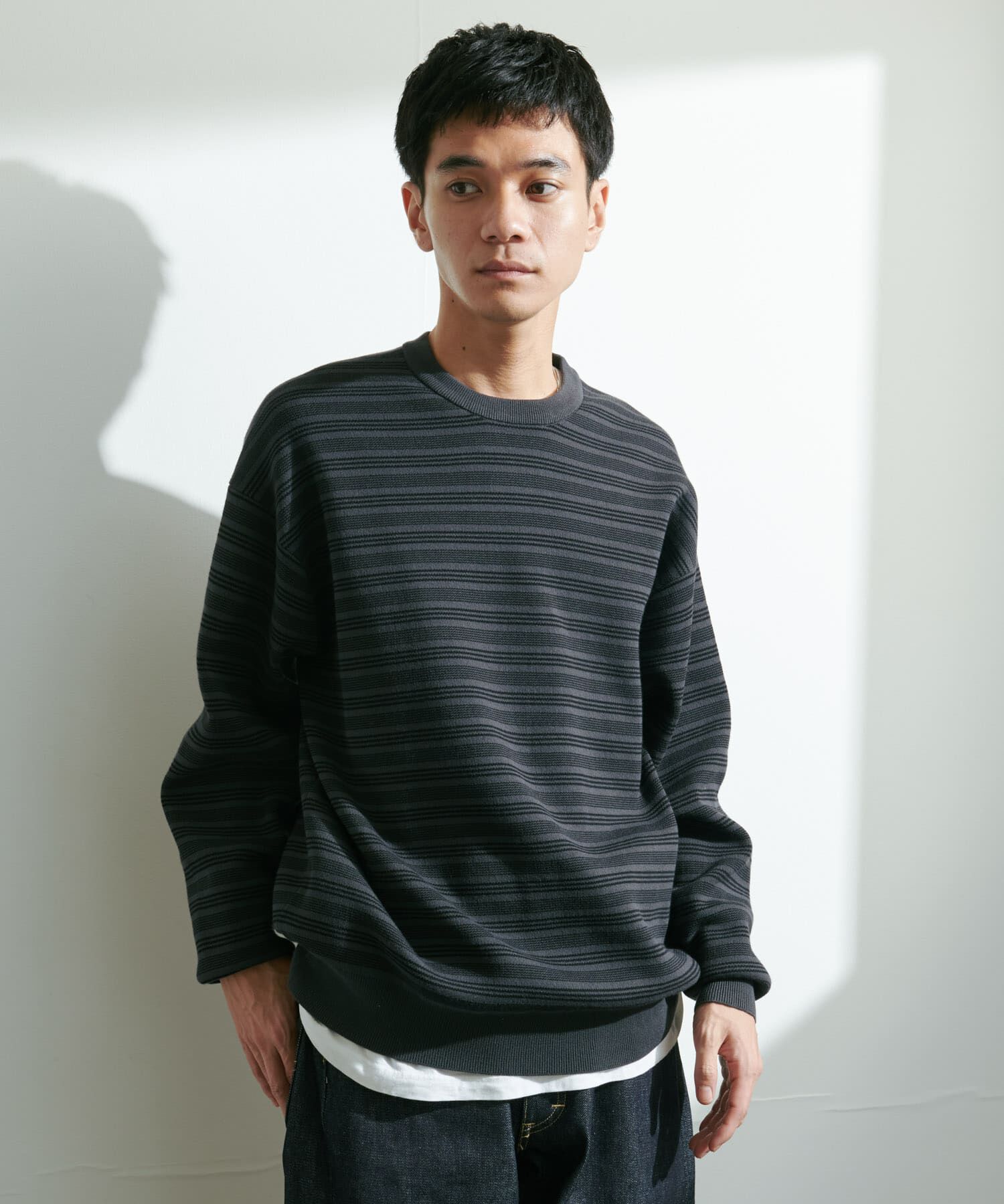 URBAN RESEARCH DOORS「『UR TECH Renew Knit』クルーネックプルオーバー」|ニット・セーター|