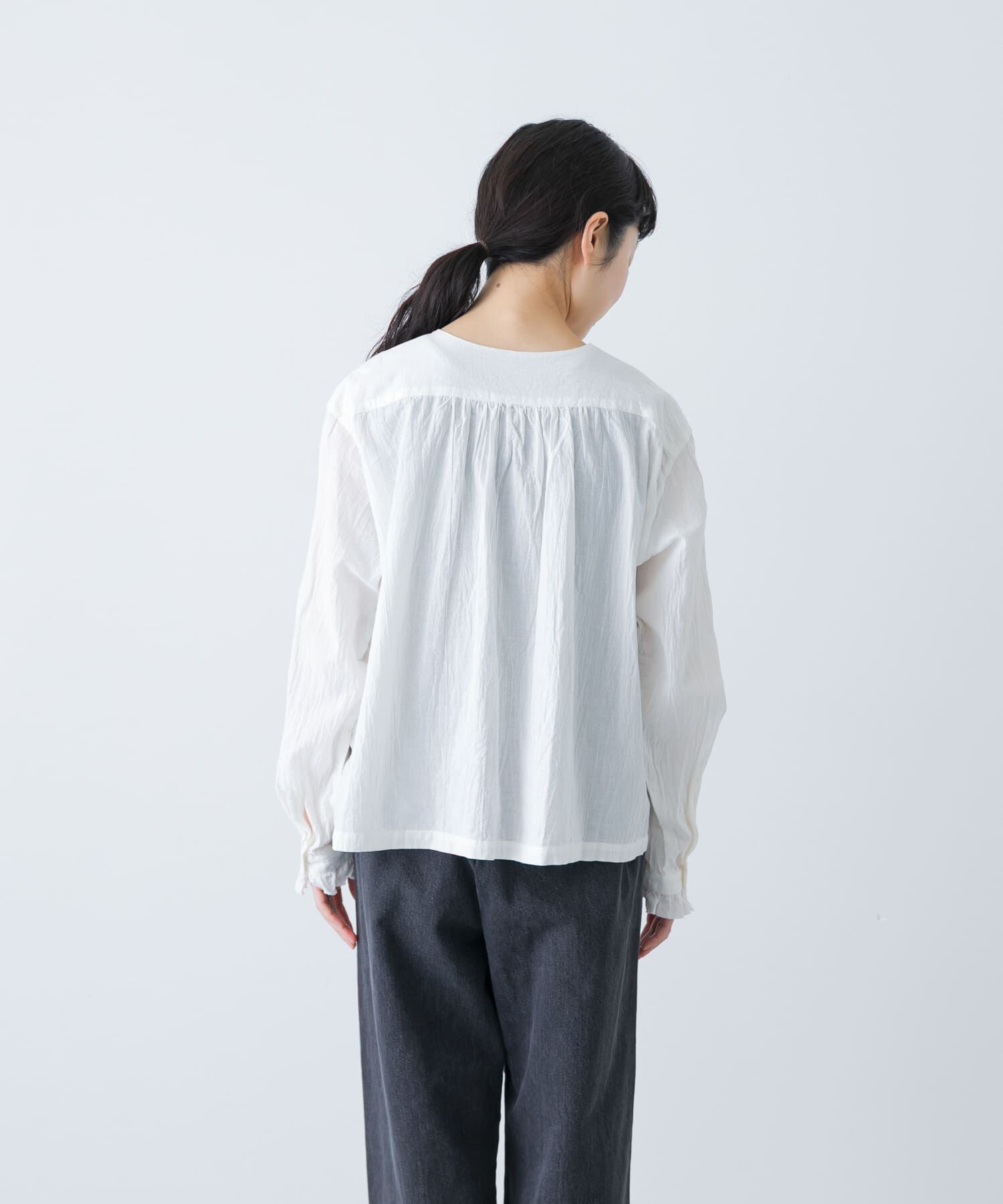 かぐれ「コットンリネンフリルブラウス」|シャツ・ブラウス|