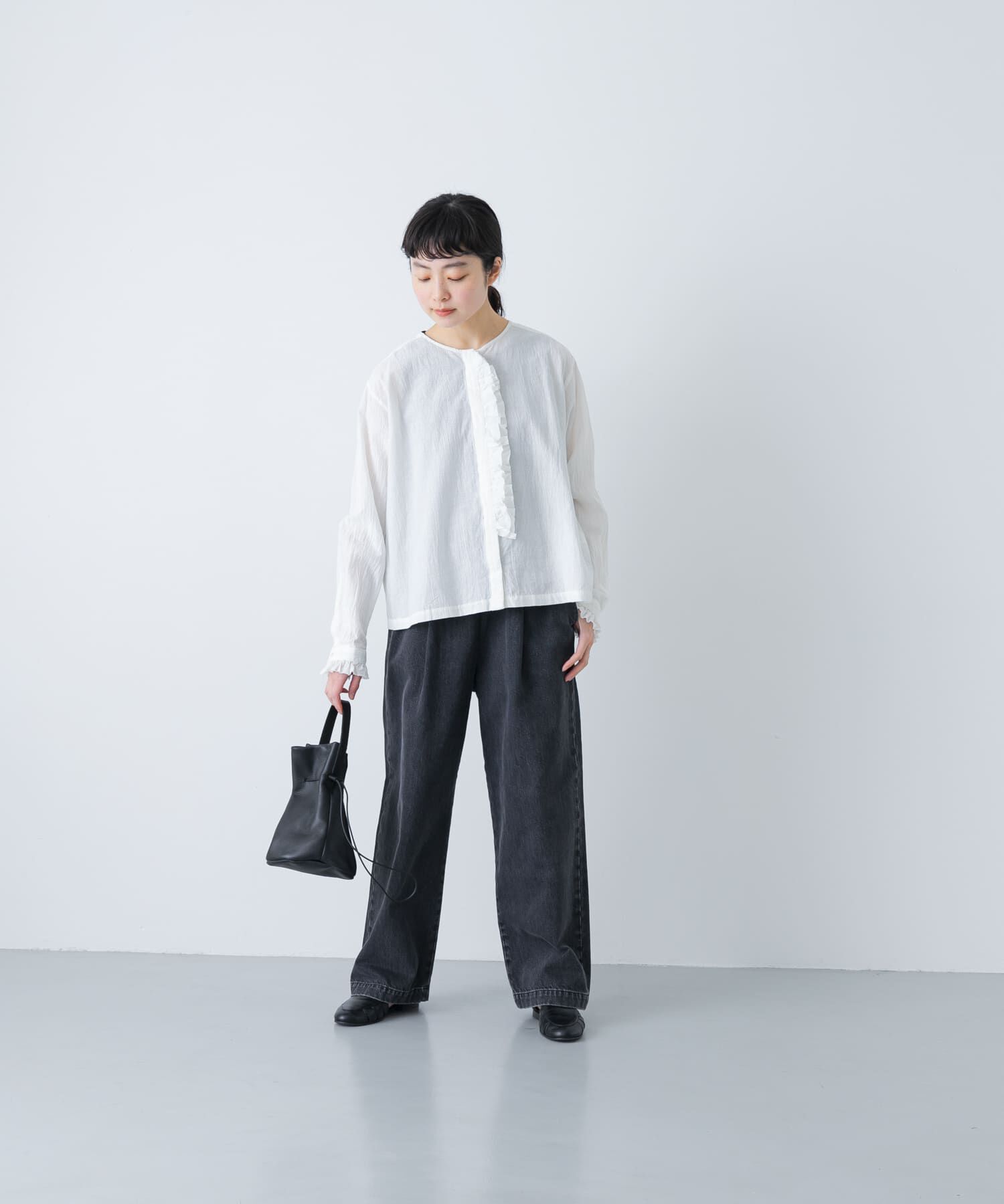 かぐれ「コットンリネンフリルブラウス」|シャツ・ブラウス|