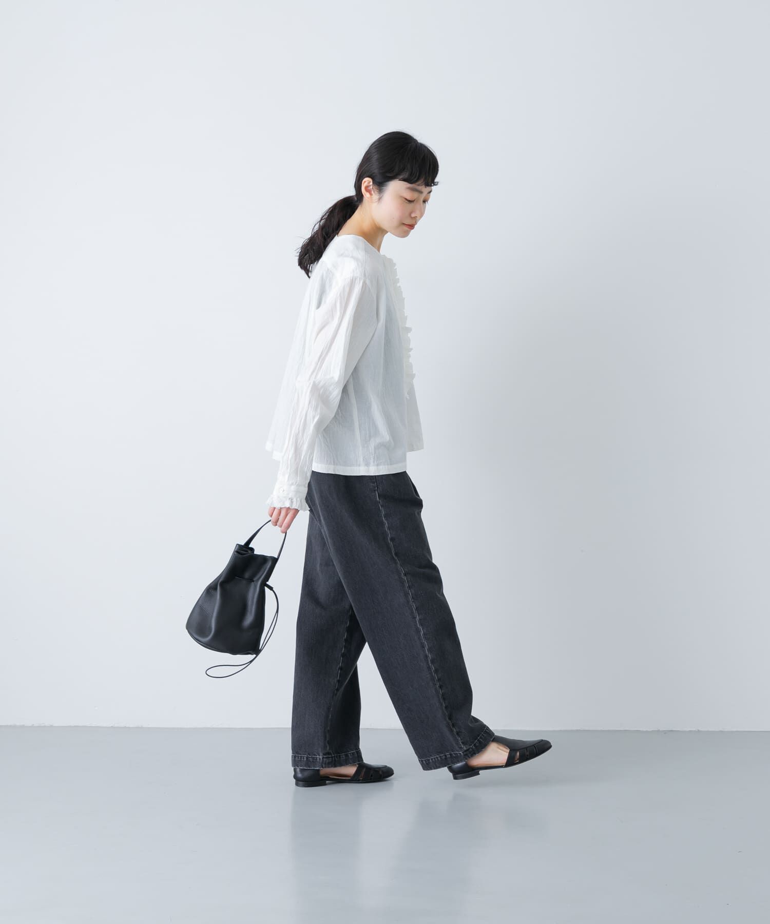 かぐれ「コットンリネンフリルブラウス」|シャツ・ブラウス|