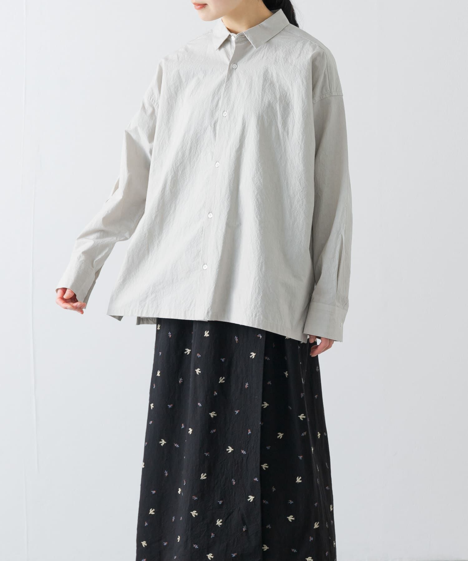 かぐれ「『ユニセックス』コットンレギュラーカラーボックスシャツ」|シャツ・ブラウス|ライトグレー