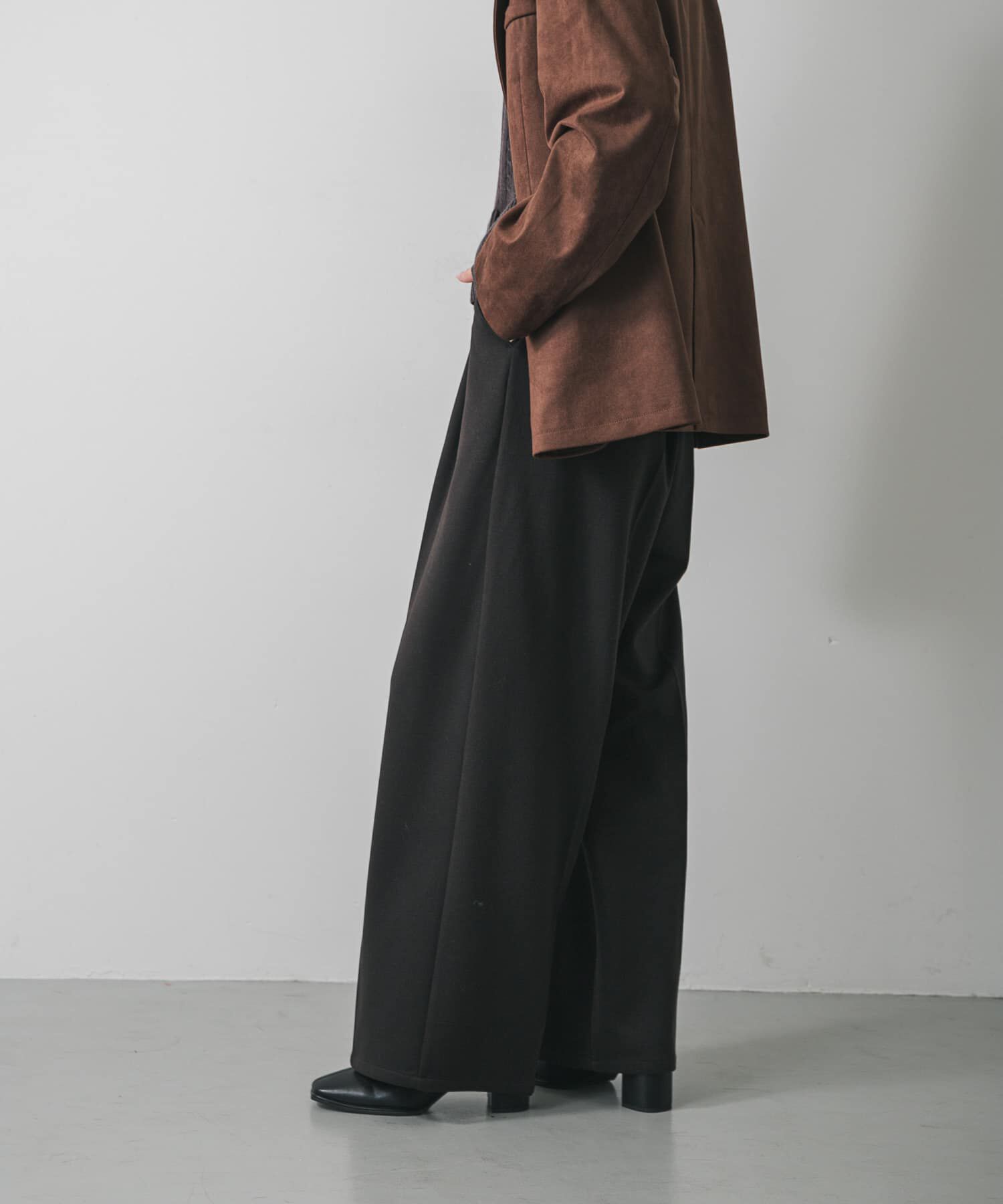 SENSE OF PLACE by URBAN RESEARCH「『BLACK, TALLサイズ/WEB限定』ジャージーストレートスラックス」|その他|ブラック