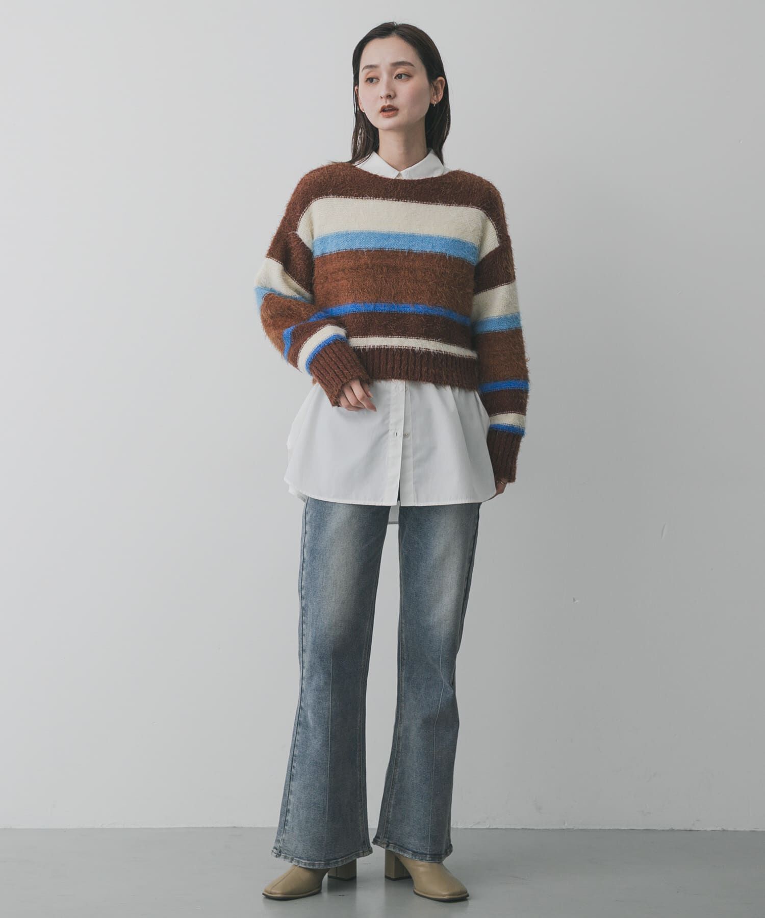 SENSE OF PLACE by URBAN RESEARCH「『洗濯可』シャギーハイショクボーダーニット」|ニット・セーター|