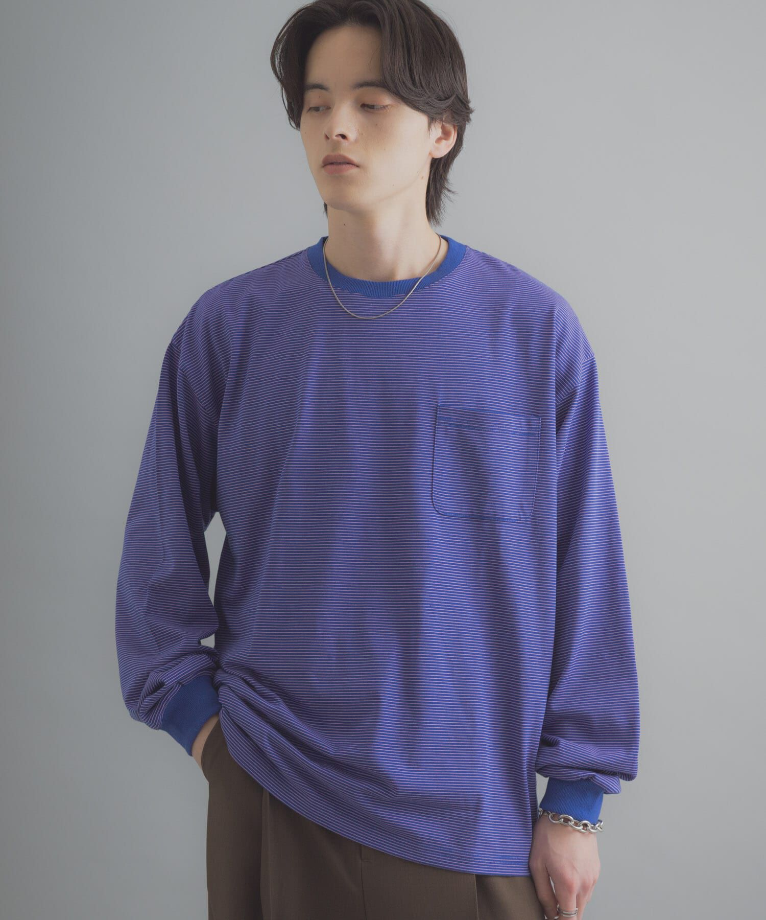 SENSE OF PLACE by URBAN RESEARCH「ピンボーダーロングスリーブTシャツ」|Tシャツ・カットソー|