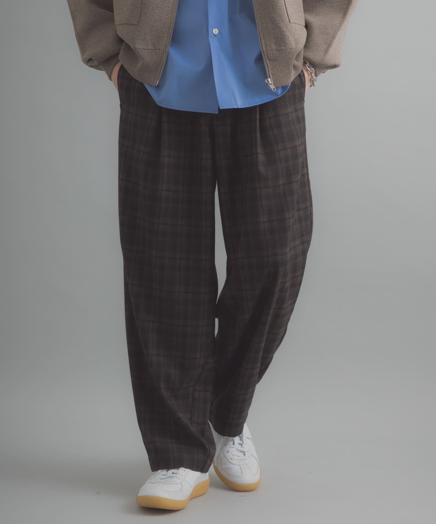 SENSE OF PLACE by URBAN RESEARCH「チェックバレルレッグワイドパンツ」|その他|ブラウン