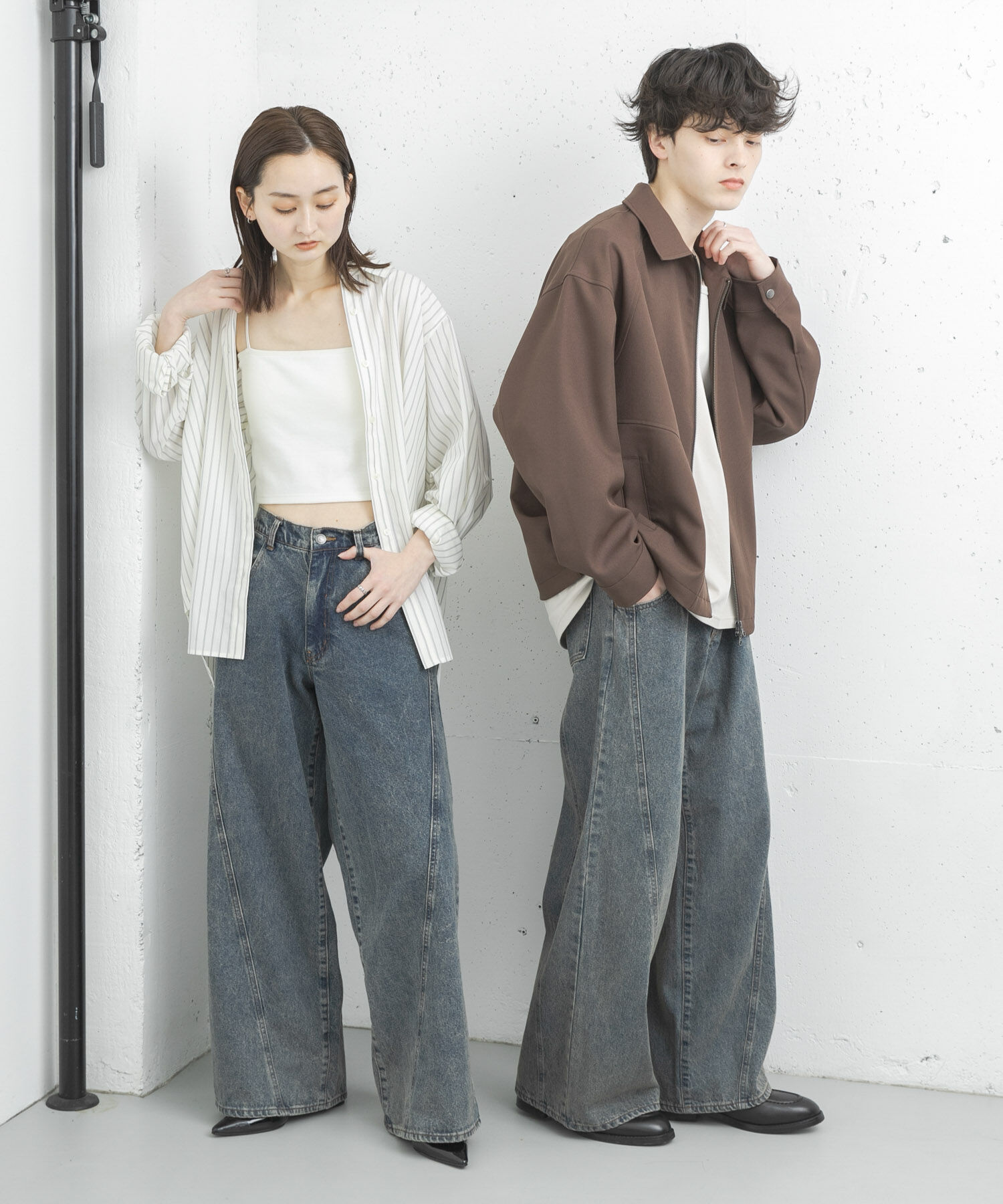 SENSE OF PLACE by URBAN RESEARCH「『ユニセックス』ケミカルバギーワイドデニムパンツ」|デニム|