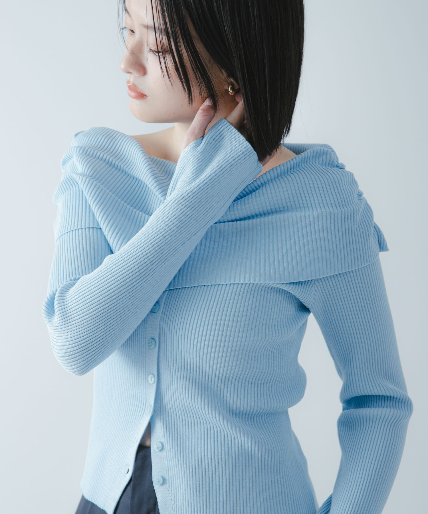 SENSE OF PLACE by URBAN RESEARCH「『洗濯可/防花粉』SKINProofオフショルセーター」|ニット・セーター|ライトブルー