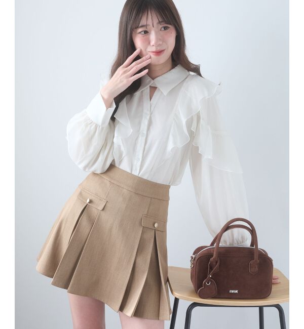  「襟付きエアリーフリルブラウス」|シャツ・ブラウス|アイボリー