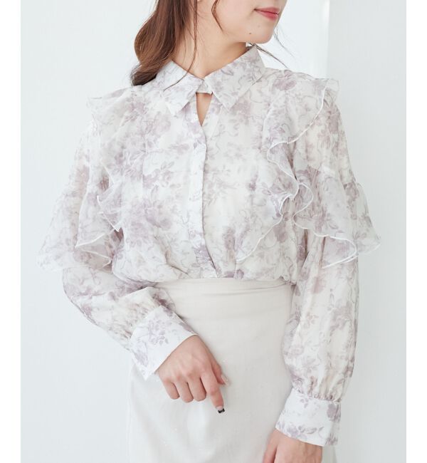  「襟付きエアリーフリルブラウス」|シャツ・ブラウス|