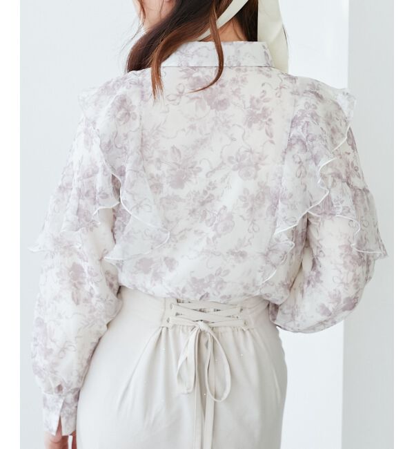  「襟付きエアリーフリルブラウス」|シャツ・ブラウス|