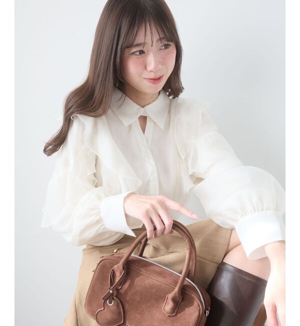  「襟付きエアリーフリルブラウス」|シャツ・ブラウス|