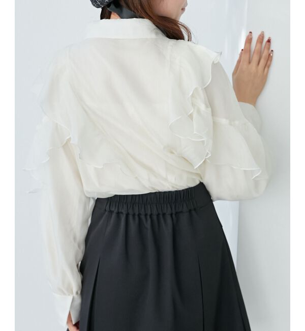  「襟付きエアリーフリルブラウス」|シャツ・ブラウス|