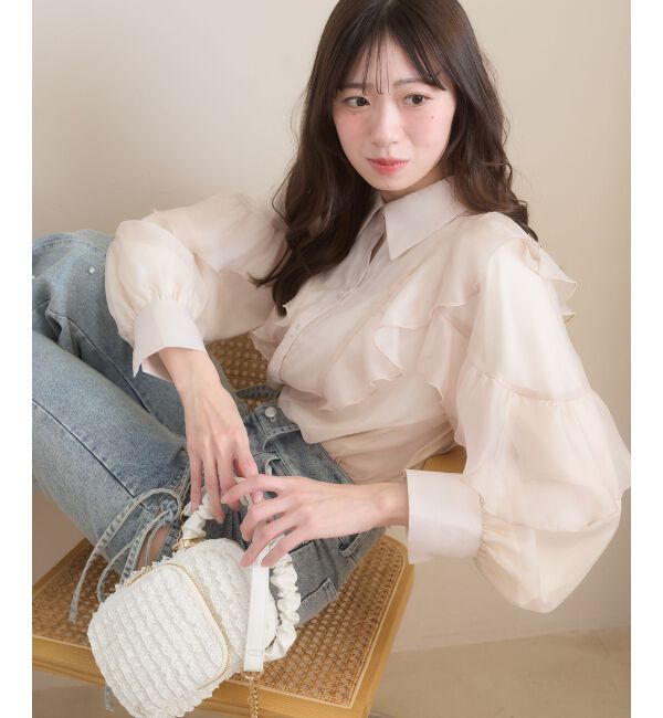  「襟付きエアリーフリルブラウス」|シャツ・ブラウス|