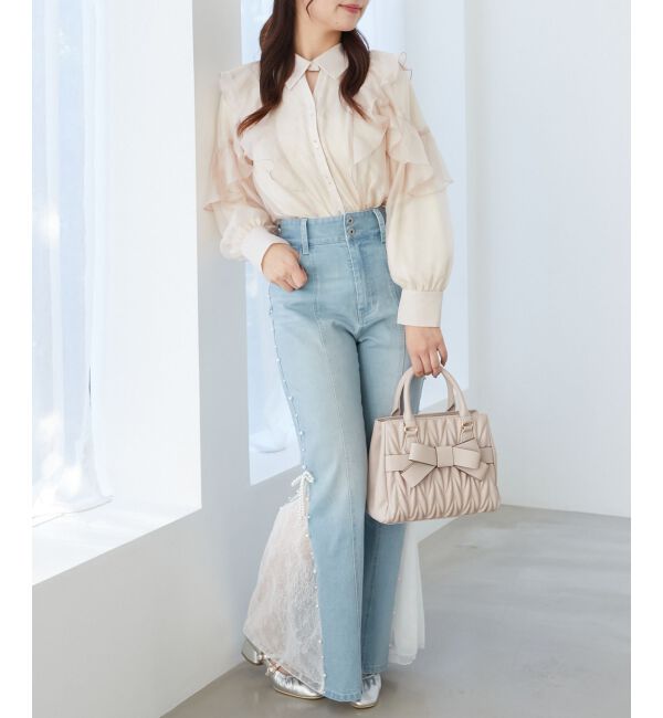  「襟付きエアリーフリルブラウス」|シャツ・ブラウス|