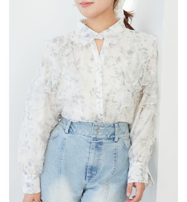  「襟付きエアリーフリルブラウス」|シャツ・ブラウス|