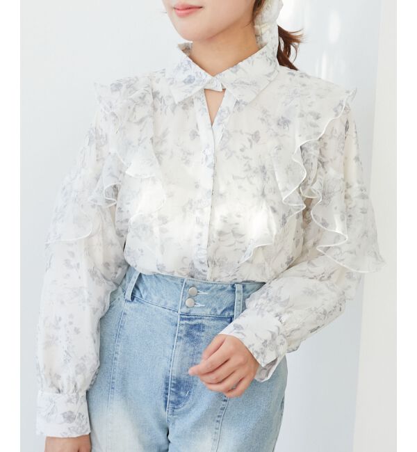  「襟付きエアリーフリルブラウス」|シャツ・ブラウス|