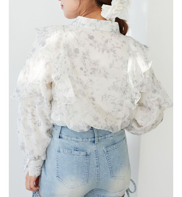  「襟付きエアリーフリルブラウス」|シャツ・ブラウス|