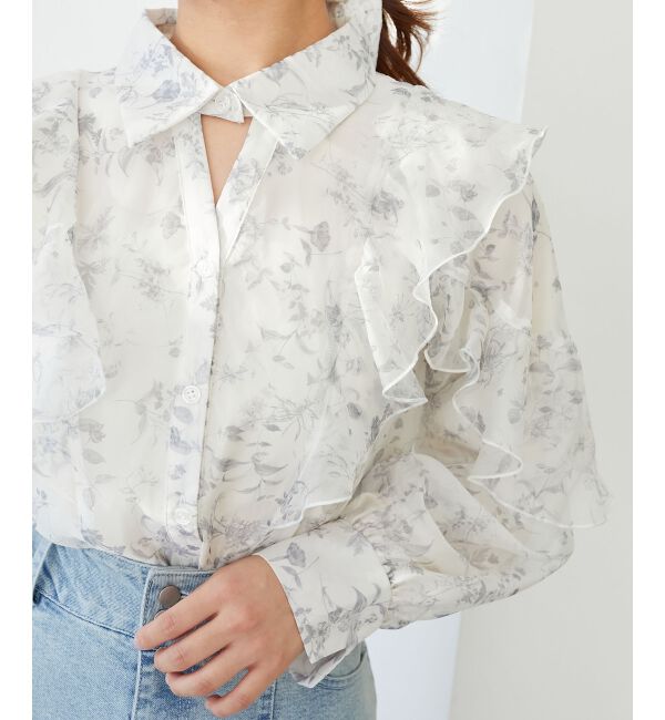  「襟付きエアリーフリルブラウス」|シャツ・ブラウス|