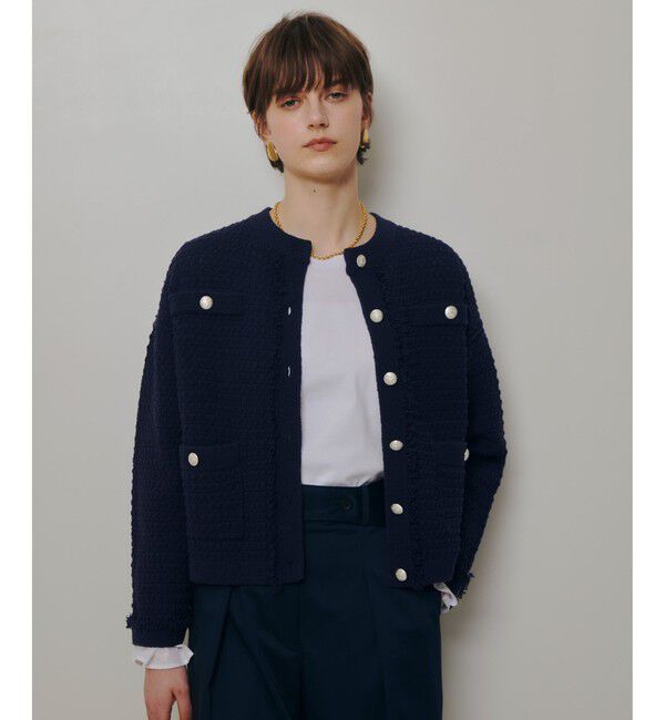allureville「ニットツィードジャケット」|ニット・セーター|