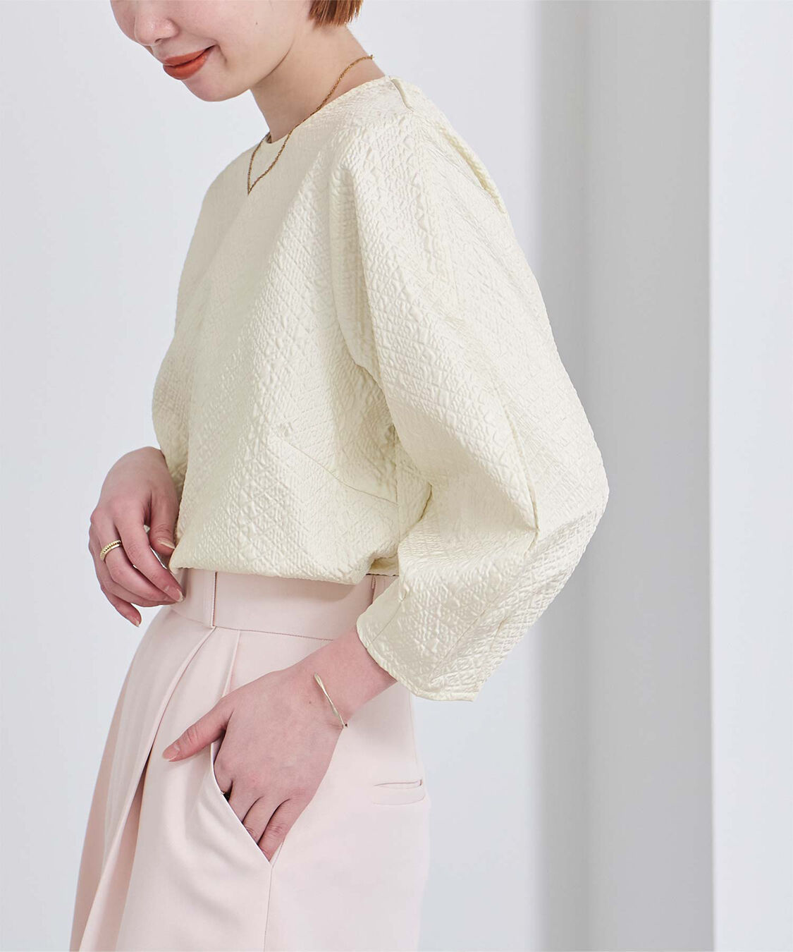 ur's「ふくれジャガードコクーンスリーブトップス」|Tシャツ・カットソー|