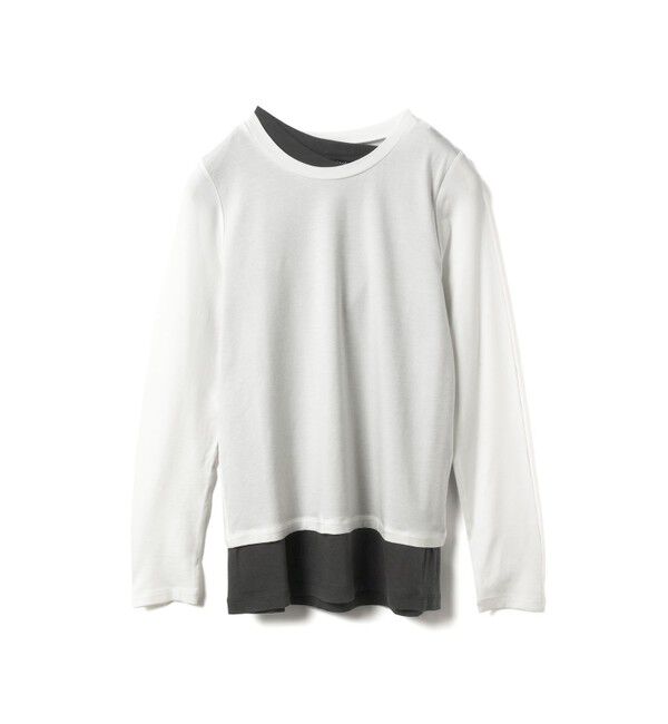 mizuiro ind「mizuiro ind レイヤードTシャツ」|Tシャツ・カットソー|ホワイト&times;d.グレー
