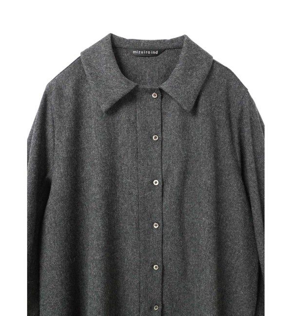 mizuiro ind「mizuiro ind ウールブレンドバルーンスリーブチュニックシャツ」|シャツ・ブラウス|
