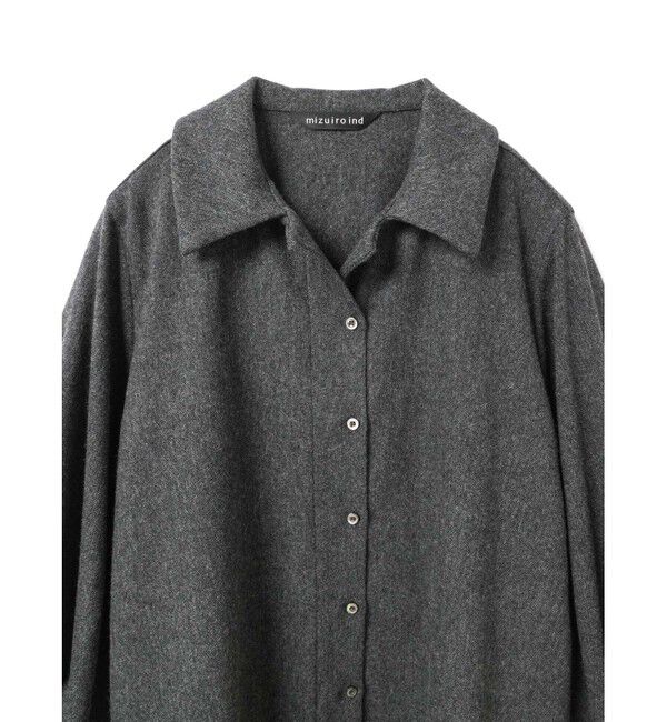 mizuiro ind「mizuiro ind ウールブレンドバルーンスリーブチュニックシャツ」|シャツ・ブラウス|