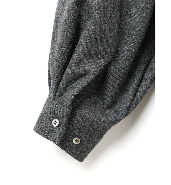 mizuiro ind「mizuiro ind ウールブレンドバルーンスリーブチュニックシャツ」|シャツ・ブラウス|