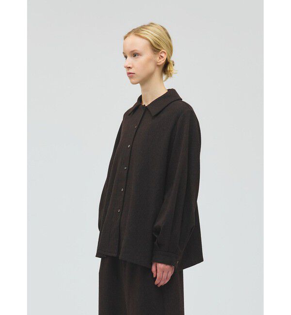 mizuiro ind「mizuiro ind ウールブレンドバルーンスリーブチュニックシャツ」|シャツ・ブラウス|