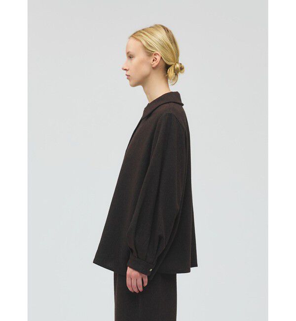 mizuiro ind「mizuiro ind ウールブレンドバルーンスリーブチュニックシャツ」|シャツ・ブラウス|