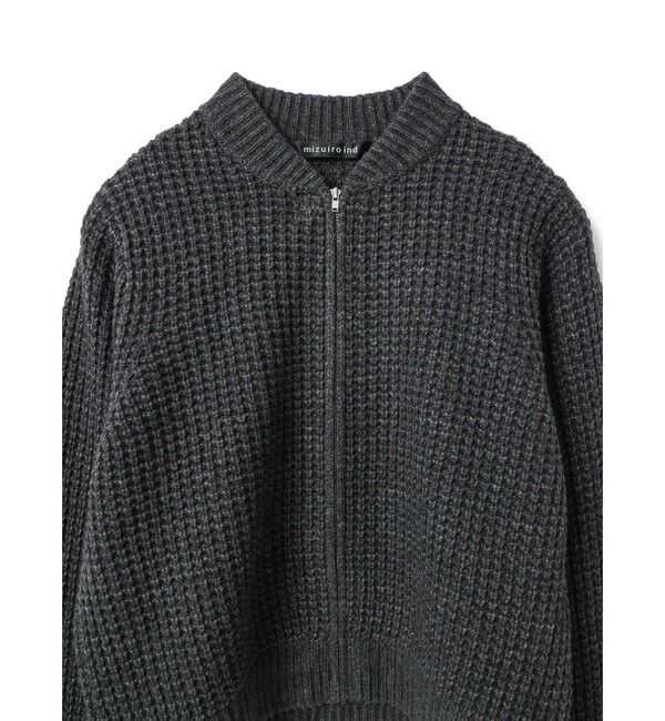 mizuiro ind「mizuiro ind ワッフルジップブルゾン」|ブルゾン・スタジャン|