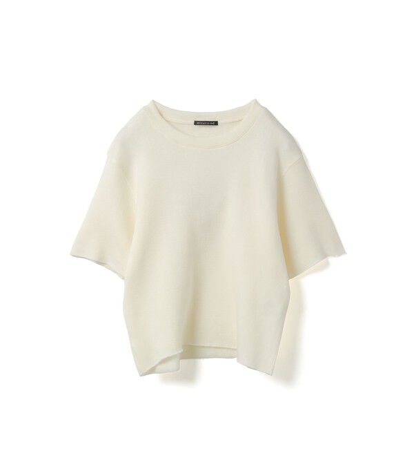 mizuiro ind「mizuiro ind パイルハーフスリーブワイドプルオーバー」|Tシャツ・カットソー|アイボリー