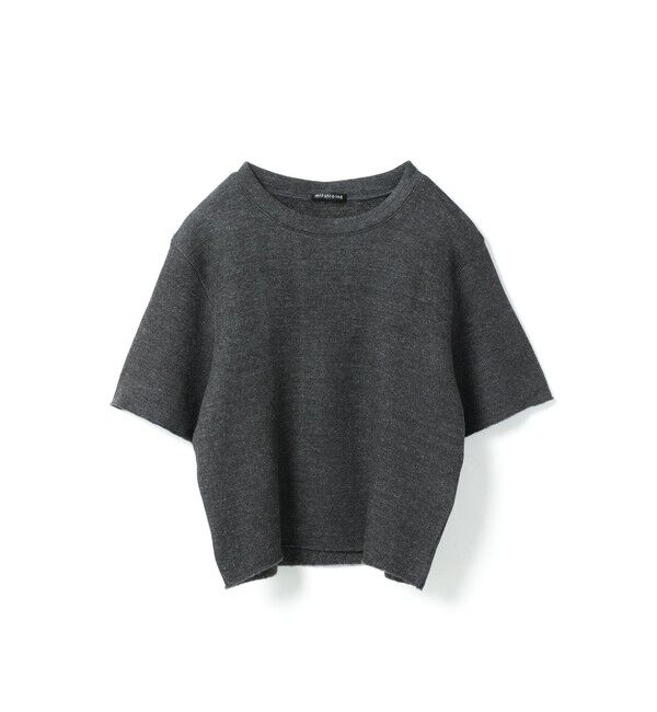 mizuiro ind「mizuiro ind パイルハーフスリーブワイドプルオーバー」|Tシャツ・カットソー|チャコールグレー