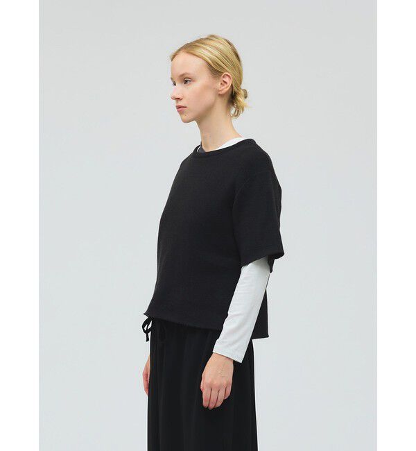 mizuiro ind「mizuiro ind パイルハーフスリーブワイドプルオーバー」|Tシャツ・カットソー|