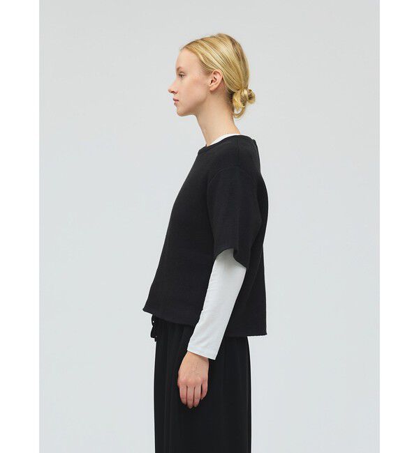 mizuiro ind「mizuiro ind パイルハーフスリーブワイドプルオーバー」|Tシャツ・カットソー|