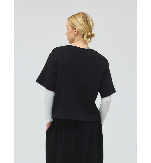 mizuiro ind「mizuiro ind パイルハーフスリーブワイドプルオーバー」|Tシャツ・カットソー|