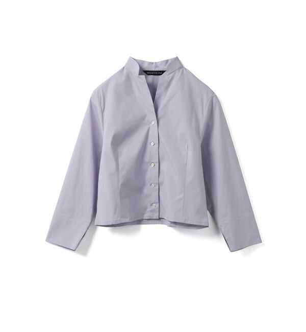 mizuiro ind「mizuiro ind スタンドカラーショートシャツ」|シャツ・ブラウス|サックス