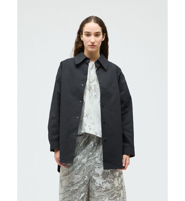 mizuiro ind「mizuiro ind ダブルクロスワイドシャツブルゾン」|テーラードジャケット|